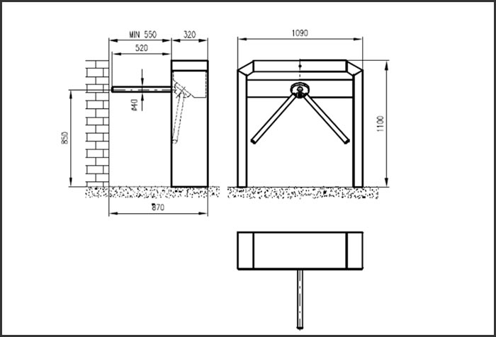 Turnstile tripod 200 Access Control and Attendance stand alone product